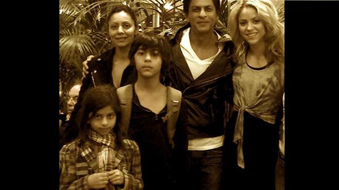 Shah Rukh Khan had posted this picture on Twitter post FIFA World Cup 2010. SRK, Gauri and the kids had met Shakira in South Africa, and even tweeted that she had won them over as fans for life.