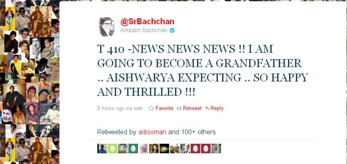 Big B had earlier left fans breathless as he tweeted the happy news of his daughter-in-law's long-awaited pregnancy. The happy family were wished by 2843 followers in less than half an hour.