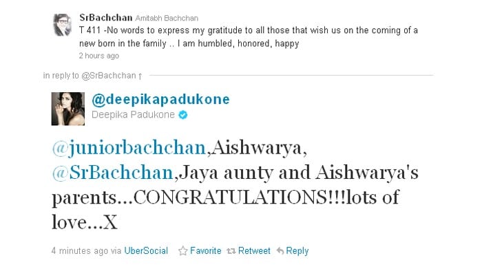 Deepika Padukone's warm wishes go the Bachchan way.