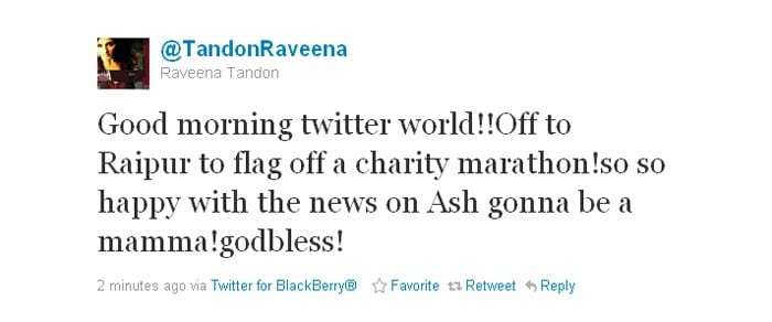 Raveena Tandon also tweets.