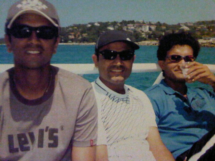 Sehwag with Rahul Dravid and Saurav Ganguly