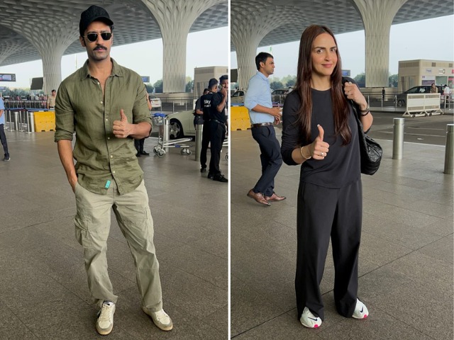 Vicky Kaushal And Esha Deol's Airport Lookbook 