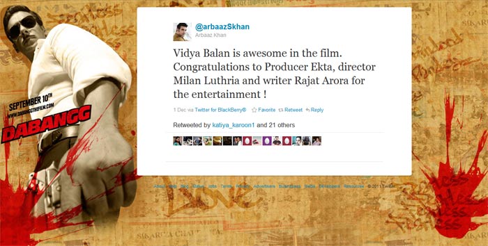 On Twitter, praise heaped on #VidyaBalan