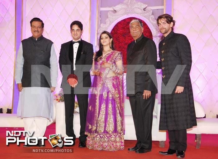 Maharashtra Chief Minister Prithviraj Chavan with the newlyweds.