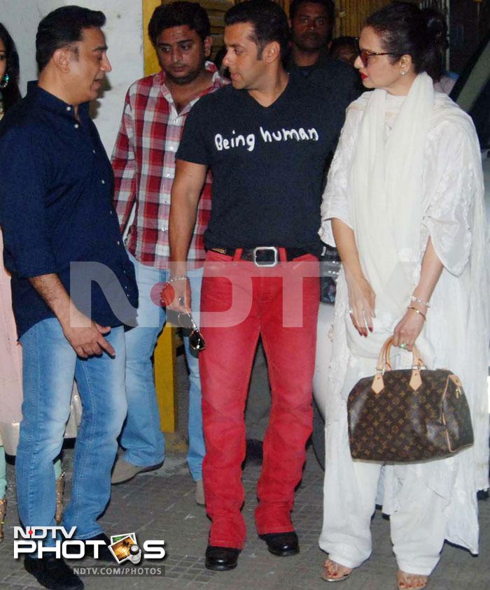 Salman, Rekha watch Vishwaroop with Kamal Haasan