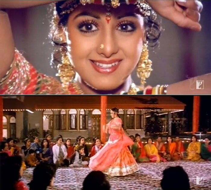 Sridevi shows off her jhatkas in <i>Mere Haathon Mein</i> and a very handsome Rishi Kapoor loses his heart to her in <i>Chandni</i>.