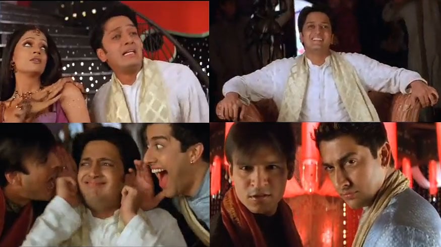 Another one bites the dust as Vivek Oberoi and Aftab Shivdasani mourn the end of Ritesh Deshmukh's <i>Ek Kuwara</i> days in <i>Masti</i>.