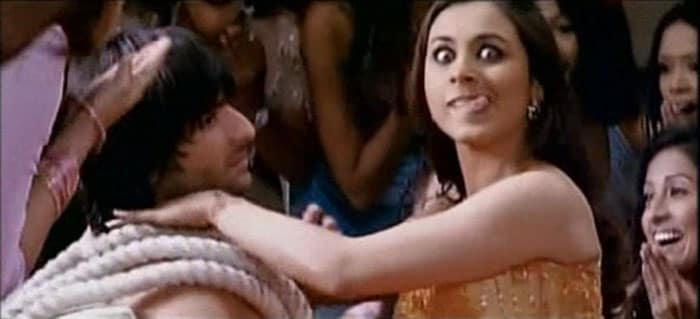 Saif Ali Khan finds himself in a bind in <i>Yeh Gore Gore Se</i> when he finds his way into Rani Mukherjee's wedding in <i>Hum Tum</i>.