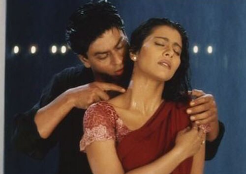 Kajol donned a beautiful red sari and danced in the rain with Shah Rukh in <I>Kuch Kuch Hota Hai</i>.