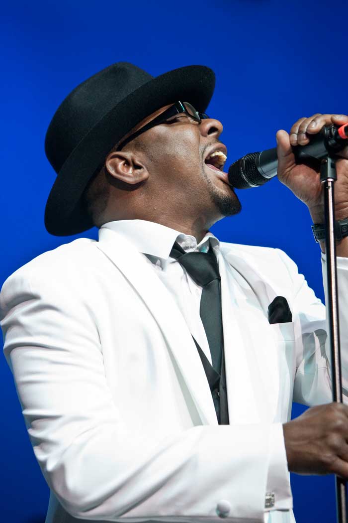 Bobby Brown, former husband of the late Whitney Houston performs with New Edition at Mohegan Sun Casino in Uncasville, Conn. on Saturday, Feb. 18, 2012. During an introduction segment between songs, Brown pointed skyward and offered blessings for his ex-wife and said he loved her.