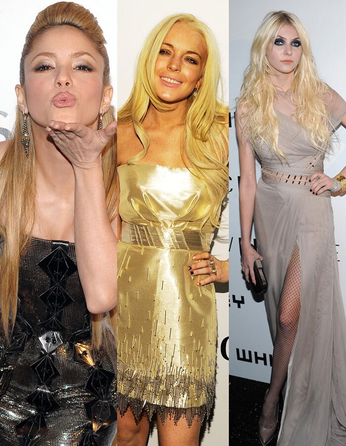 Singer Shakira along with Lindsay Lohan at the 2009 Whitney Museum of American Art gala and studio party, on on Monday, October 19, 2009, in New York. (Photo: AP)