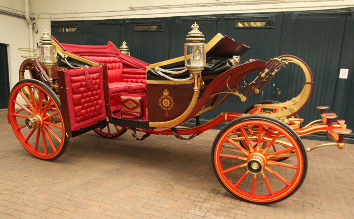 Lending actual horsepower to the Royal wedding, the 1902 State Landau carriage is ready and waiting at the Royal Mews in central London.<br>
This is the ride William and Kate will travel back to Buckingham Palace from Westminster Abbey in on their wedding day, April 29.