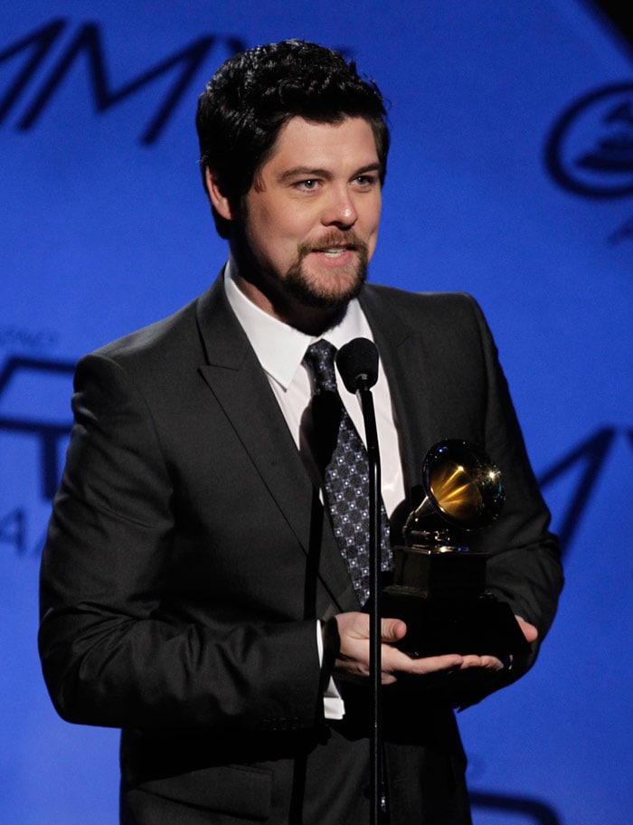 Jason Crabb accepts the award for southern, country, or bluegrass gospel album at the Grammy Awards on Sunday, Jan. 31, 2010, in Los Angeles. (Photo: AP)