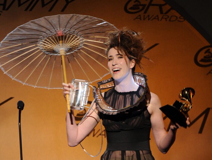 Producer Imogen Heap receives the Best Engineered Album, Non-Classical award for Ellipse during the Pre-Telecast award presentations at the 52nd Grammy Awards in Los Angeles on January 31, 2010. (Photo: AFP)