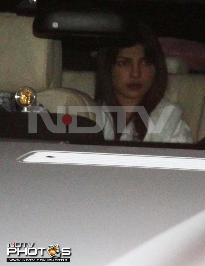 Priyanka Chopra reaches YRF studios to pay her last respects to Yash Chopra. Priyanka starred in YRF's <i>Pyar Impossible</i> with Uday Chopra.