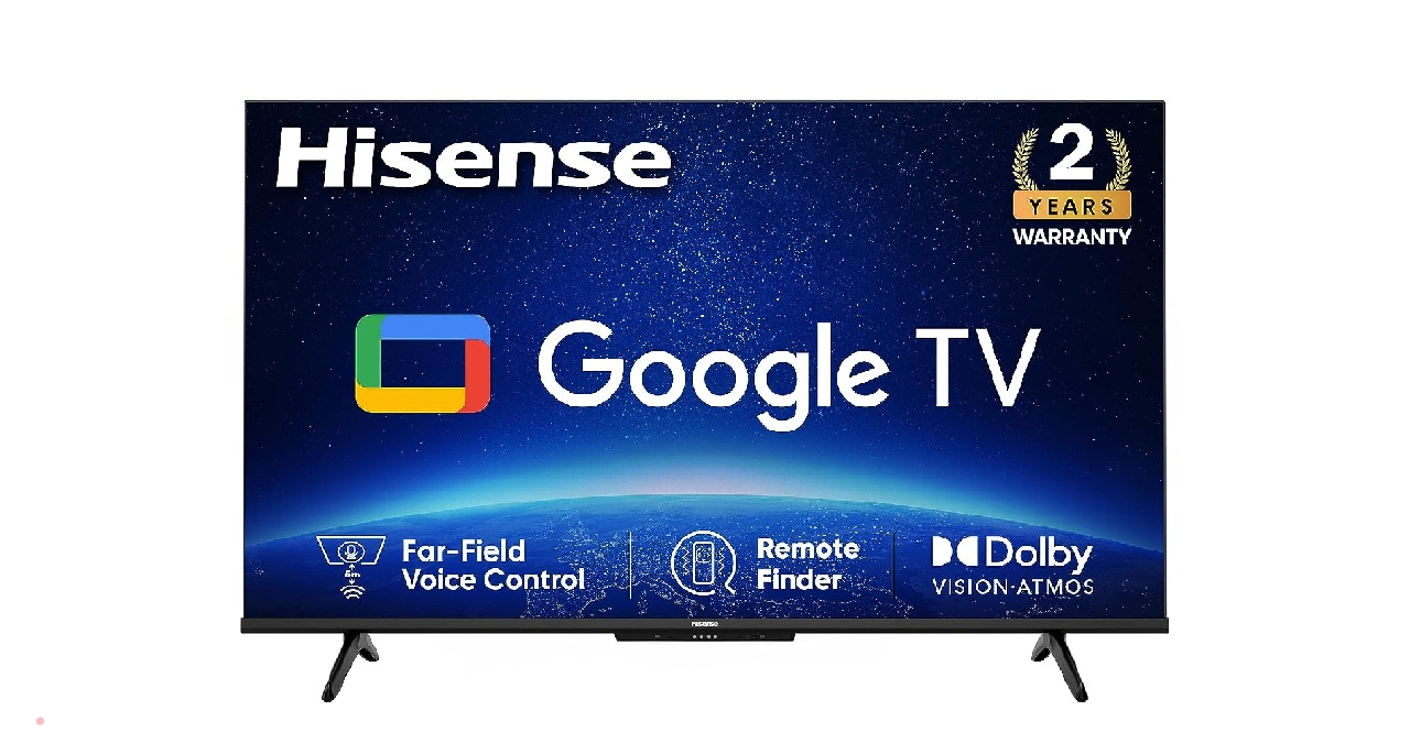 Hisense 43-inch 4K Ultra HD Smart LED Google TV की कीमत 44% छूट के बाद 24,999 रुपये है। इसमें 3 HDMI पोर्ट और Dolby Atmos सपोर्ट वाले 24W स्पीकर हैं।