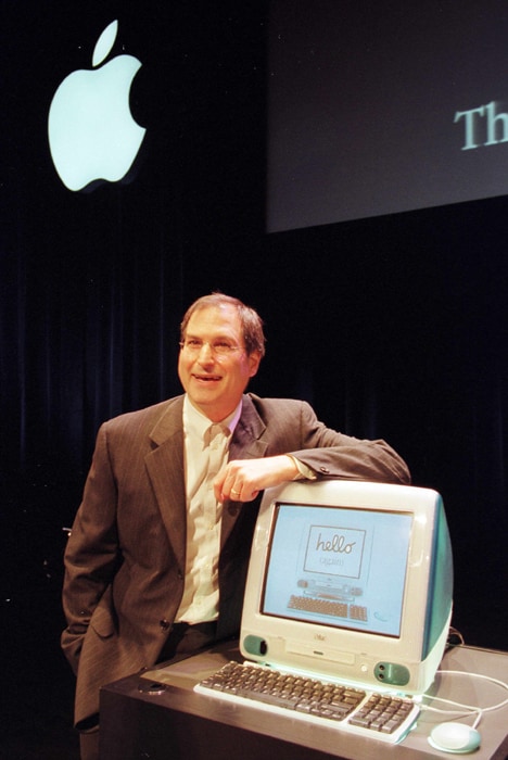 <b>iMac (1998)</b> - When Jobs returned to Apple in 1996, the company was foundering, with an ever shrinking share of the PC market. The radical iMac was the first step in reversing the slide. It was strikingly designed as a bubble of blue plastic that enclosed both the monitor and the computer. Easy to set up, it captured the imagination just as people across the world were having their eyes opened to the benefits of the Internet and considering getting their first home computer.
