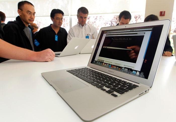 The new Apple Macbook Air laptop is seen on display at Apple headquarters in Cupertino, Calif.(Photo AP)