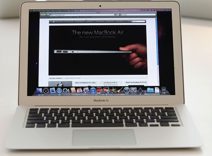 The new Apple Macbook Air laptop is seen on display at Apple headquarters in Cupertino, Calif.(Photo AP)