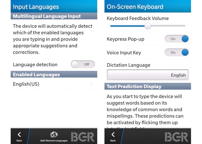 The company has spent a lot of time in paying attention to detail with regards to settings for various apps and programs. One can clearly see an example in the Messages, Keyboard and type settings. (Image Credit: BGR)