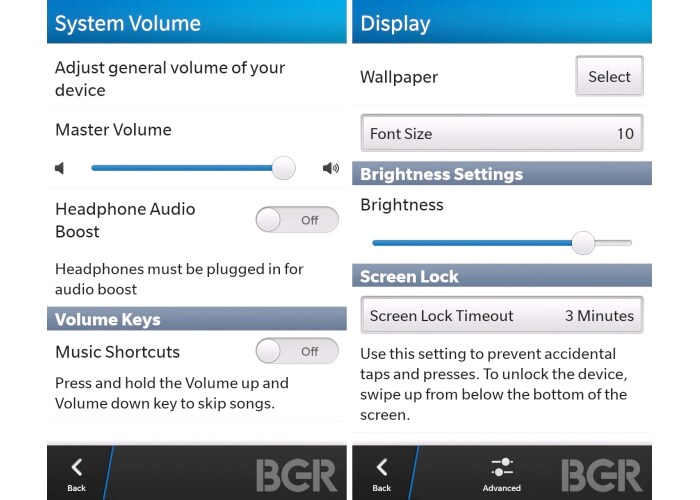 Users can access deeper settings for Volume and Display amongst other options. (Image Credit: BGR)