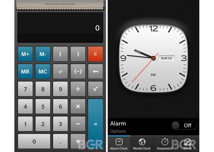 Here we see the calculator and the clock widgets. (Image Credit: BGR)