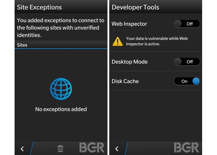 Users can add URL exceptions to connect to sites with unverified identities. (Image Credit: BGR)