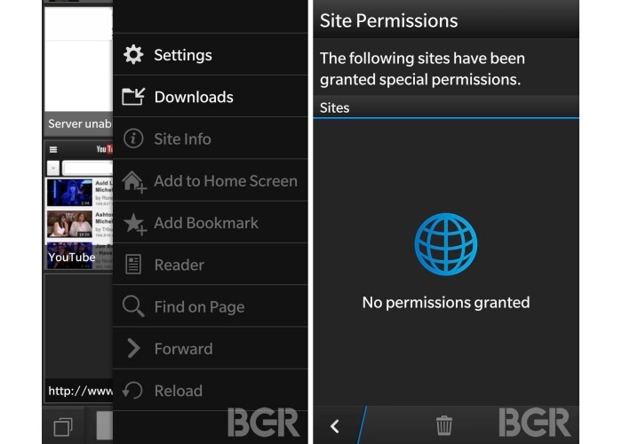 This is how the setting screen is expected to look on the new BlackBerry 10 smartphone. (Image Credit: BGR)