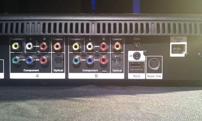 2 Component inputs, 1 coaxial and 1 optical input are present at the rear of the console alongside the port for the iPod Doc. (Photo: Sameer Mitha)