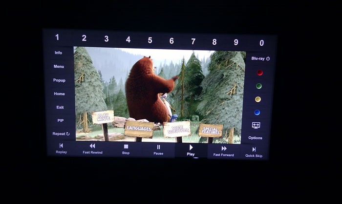 An onscreen menu is integrated on the TV screen. The touch panel on the remote shows up the onscreen menu which is customized according to the device currently connected/ active. (Photo: Sameer Mitha)