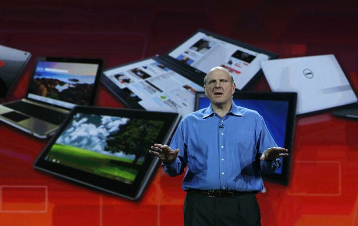 Microsoft CEO Steve Ballmer delivers a keynote address at the 2011 International Consumer Electronics Show.
