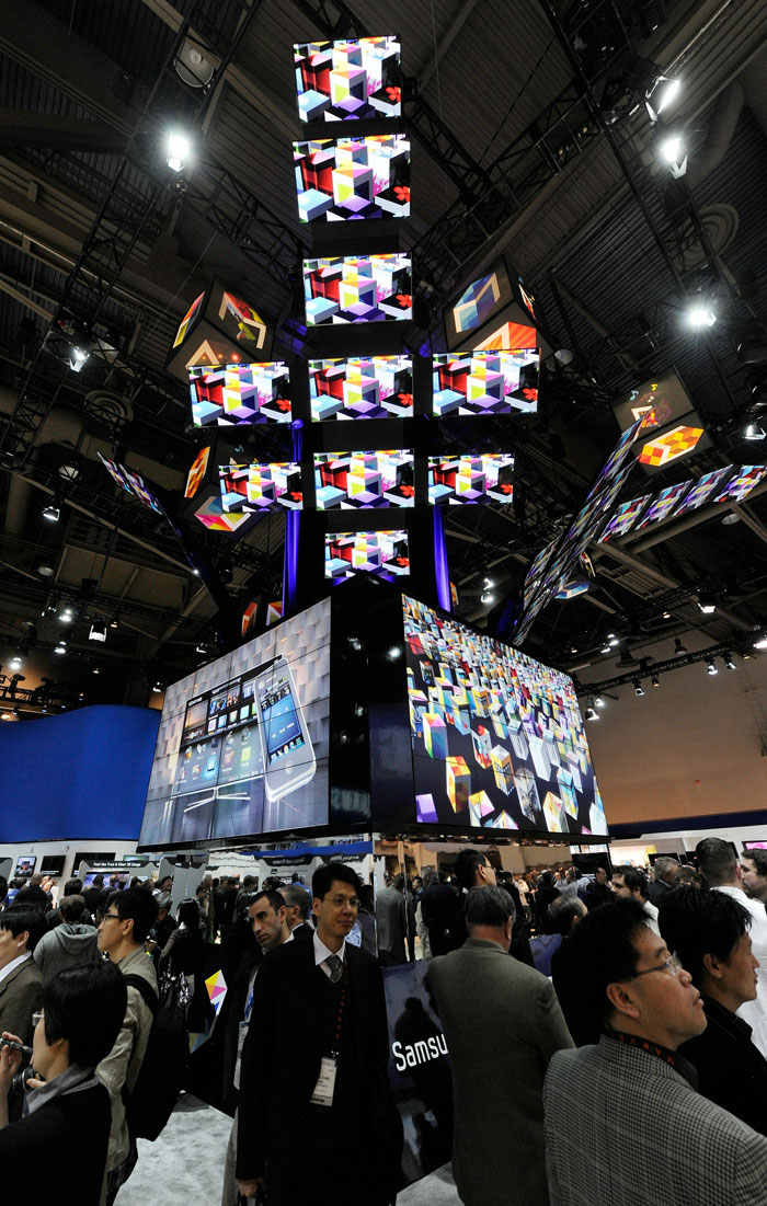 A general view of the Samsung booth at CES 2011.