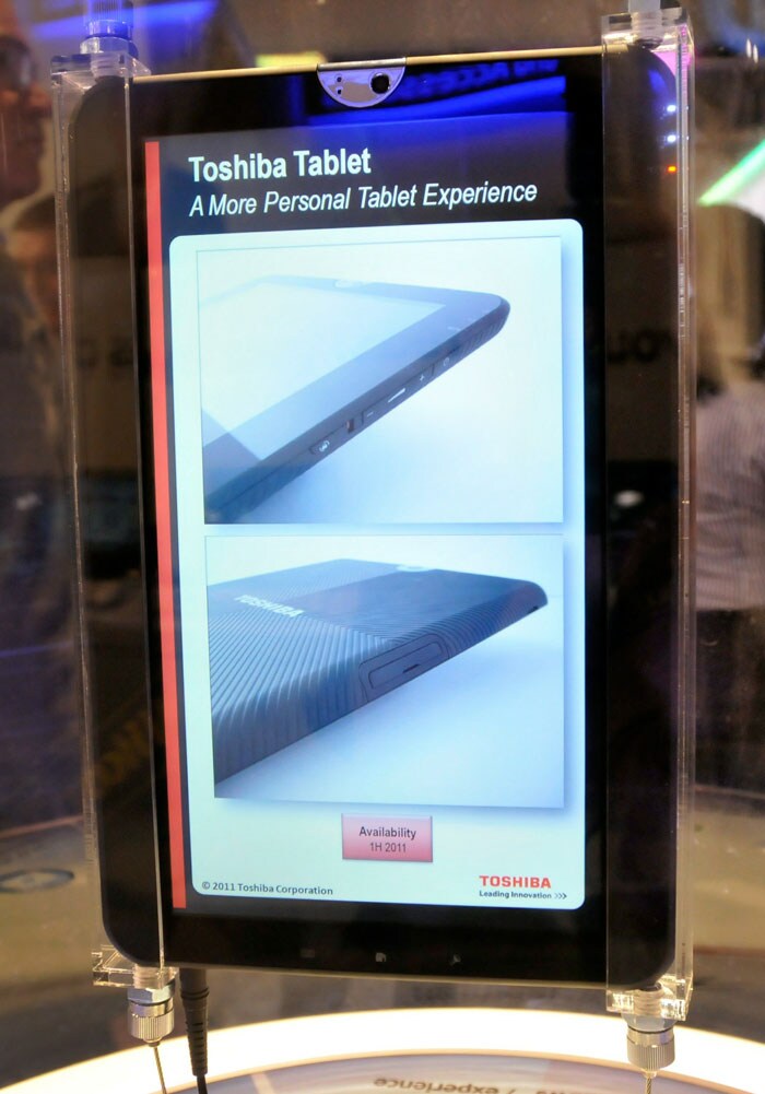 The Toshiba Tablet on display at the CES 2011.