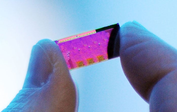 An Intel second-generation core processor i7 is displayed at CES 2011.