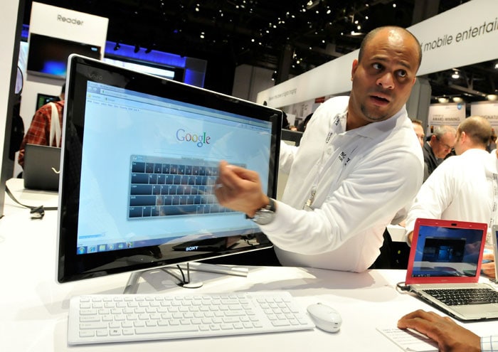Marketing expert Louis Columna demonstrates the Sony Vaio Signature L Series 24" Multi Touch HD display at the CES 2011.