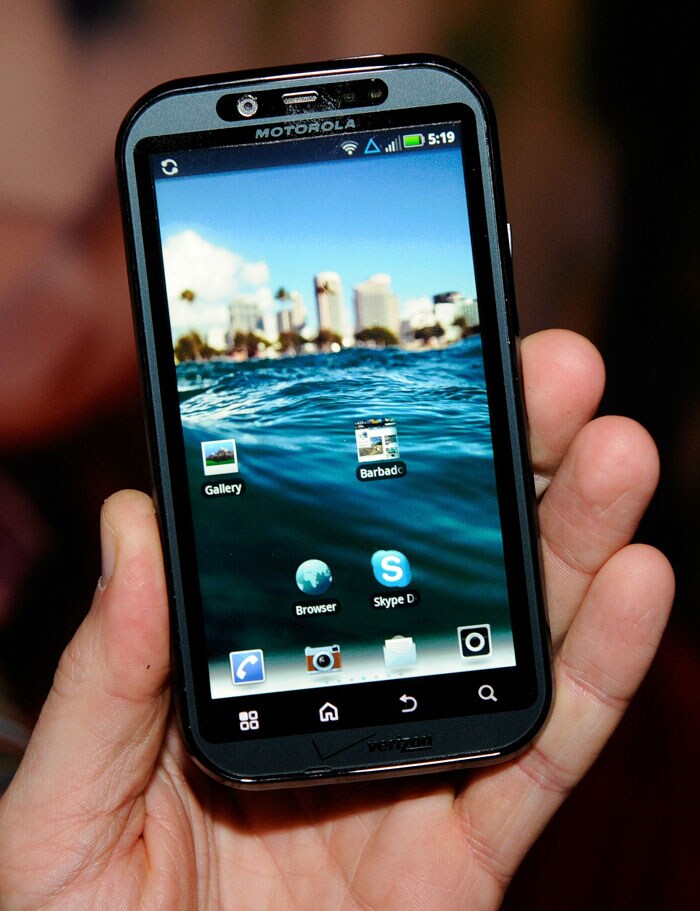 The Droid Bionic smartphone by Motorola is LTE enabled and has a front facing VGA camera along with a rear 8MP Camera. The device has a dual core 1GHz processor, a 4.3-inch screen and has 512MB RAM.