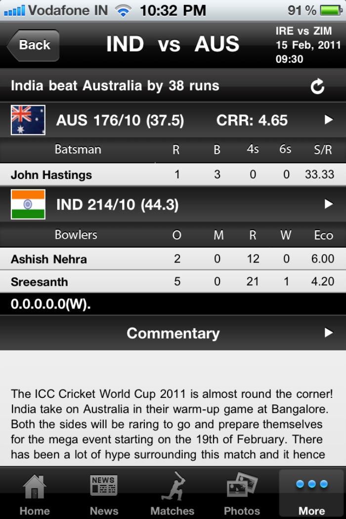 <b>Cricket apps for your Phone:</b> Various cricket apps for the iOS, Android and BlackBerry are the best ways to stay up-to-date with live score for the India-Pakistan match when you are on the move. The ICC World Cup, NDTV Cricket and ESPNCricinfo are amongst the best cricket apps available for various phone platforms. <a href=' http://www.ndtv.com/page/apps '' "nofollow" style='color: rgb(0, 51, 153);' target='blank'>Download here.</a>