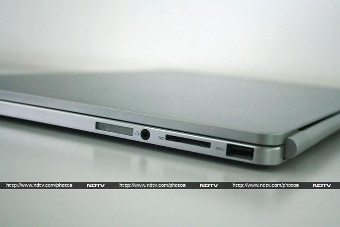 The Dell Inspiron 14 7000 has two USB 3.0 ports, and SD card slot, headset port, and HDMI video output.