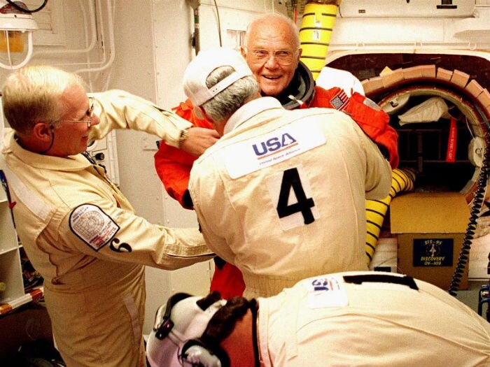 Discovery hosted Senator John Glenn, who became the oldest man in space at the age of 77. (Photo: NASA)