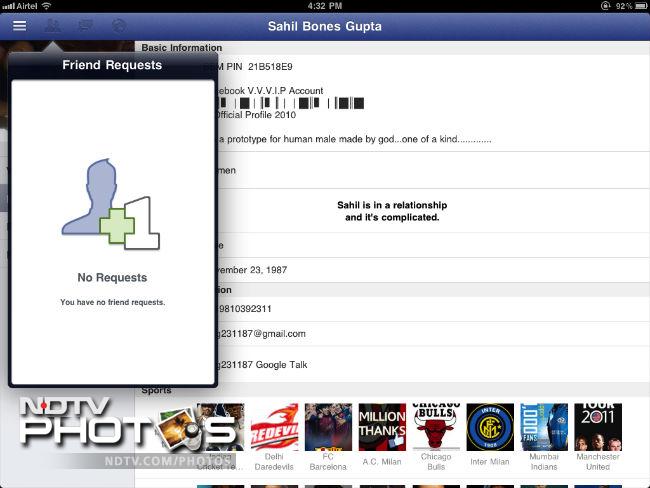 Friend requests can be easily viewed from the top navigation bar similar to Facebook on a normal web browser.
