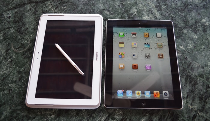 Samsung Galaxy Note 800 with Apple's new iPad.