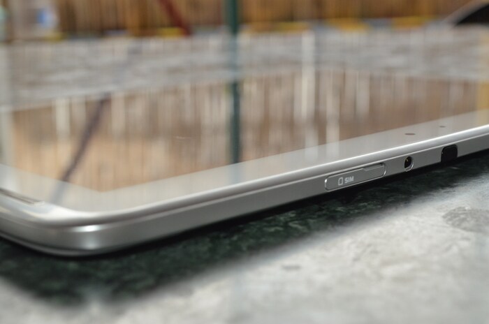 The SIM card slot on the tablet.
