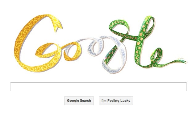 15 August 2013 - Independence Day <br /> <a href="http://gadgets.ndtv.com/others/news/independence-day-india-2013-marked-by-a-google-doodle-406072">Read more</a>