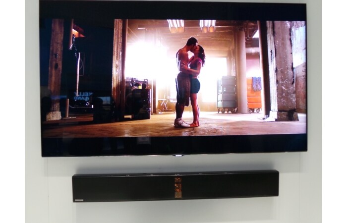 The sound bar from Samsung automatically powers on when the TV is turned on, courtesy a new AirtrackON function.(Image credit: Rajiv Makhni)