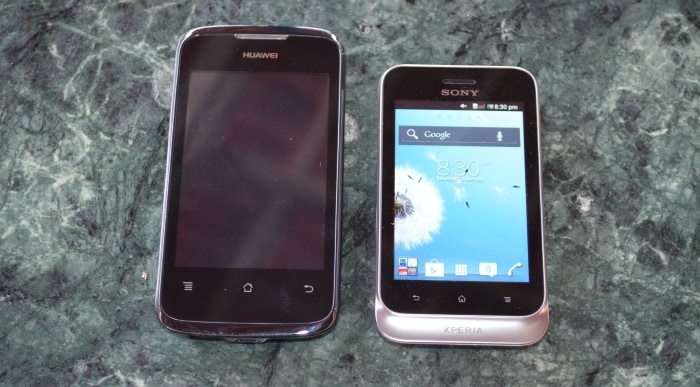 Huawei Ascend Y200 with Sony Xperia tipo, both are budget Android phones.