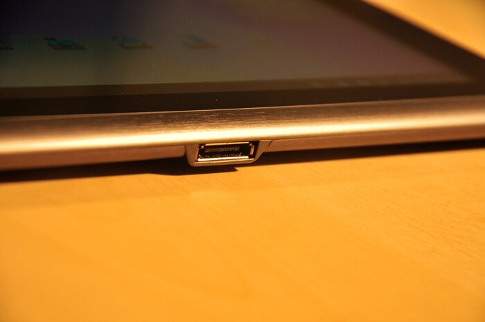 On the left edge Acer has provided a lone port for a proprietary dock. (Photo : Harshit Walia)