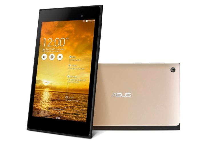 <a href="http://gadgets.ndtv.com/asus-memo-pad-7-me572c-1938"> Asus MeMO Pad 7 (ME572C) </a> is a 7-inch Android tablet powered by an Intel Atom 64-bit quad-core processor. MeMO Pad 7 will be available in three colours - Burgundy Red, Champagne Gold and Gentle Black.


<br /> 	
<a href="http://gadgets.ndtv.com/tablets/news/asus-memo-pad-7-me572c-eeebook-x205-and-zenbook-ux305-launched-586380"> Read more </a>