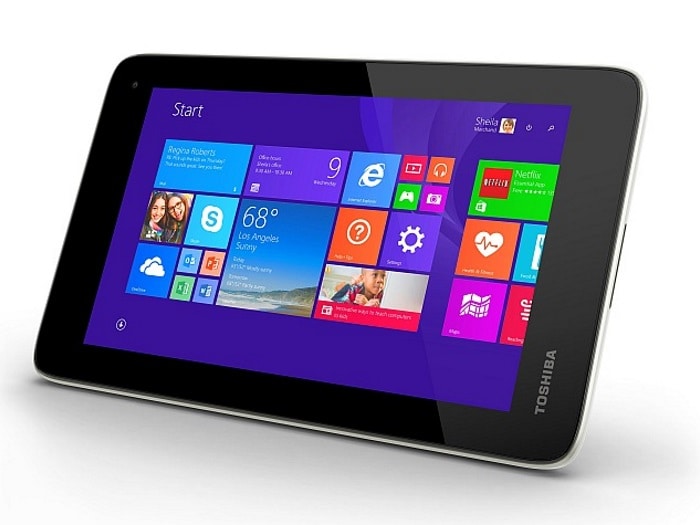 <a href="http://gadgets.ndtv.com/toshiba-encore-mini-1932">Toshiba Encore Mini</a> sports an 7-inch WSVGA (1024x600 pixels) LED backlit multi-touch display.
 <br /> 

<a href="http://gadgets.ndtv.com/tablets/news/toshiba-launches-encore-mini-windows-tablet-chromebook-2-and-more-at-ifa-586273"> Read more </a>