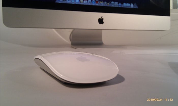 With no scroll wheel, no trackball, and no visible button, the Magic Mouse uses Multi-Touch technology to let you click, scroll, or swipe anywhere on its perfectly smooth, seamless top shell. (Photo: Sameer Mitha)