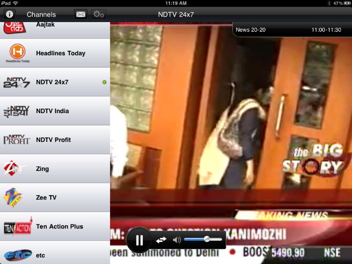 <b>Mundu TV</b> ? Now that 3G is available in India, video streaming apps suddenly make a lot more sense. Though, the telecom operators have their own video streaming service, Mundu TV is an app that gives you a bit more.<br>It streams popular television channels live on your mobile device, including the iPad and iPhone (Visit www.mundu.tv for a full list of supported devices). You can stream television using WiFi or 3G connections. That's not all, you can even pause live TV using the app and the stream will be stored on Mundu TV's servers, without hogging memory on your mobile device.</br>
<br>It streams up to 20 television channels, with a promise to increase it to 100 by June, 2011. The app has already registered more than a million downloads on all platforms. You can try it free for 30 days.<br><br>
Price: Rs. 49 for 5 channels, Rs. 99 for 11 channels, Rs. 199 for all channels (All prices are monthly subscription charges)<br><br>
Available for: Apple iOS, Android, Symbian, Blackberry and more.</br>